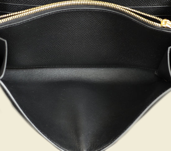Hermes Noir Constance To Go Lizard Lock Wallet