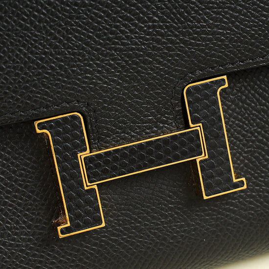 Hermes Noir Constance To Go Lizard Lock Wallet