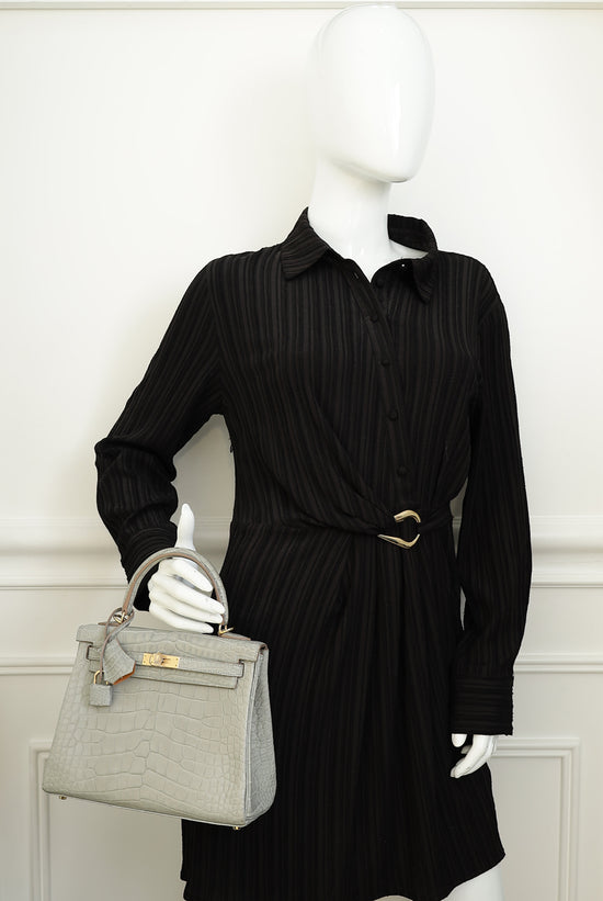 Hermes Bicolor Kelly 25 Verso Retourne Alligator Mississippien Horse Shoe Bag