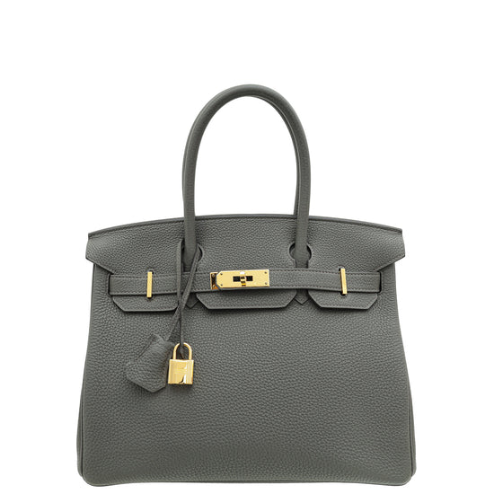 Hermes Gris Etain Retourne Birkin 30 Bag