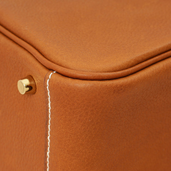 Hermes Gold Lindy II Mini Bag W/ Grain Toile Canvas Shoulder Strap-Hermes-THE CLOSET