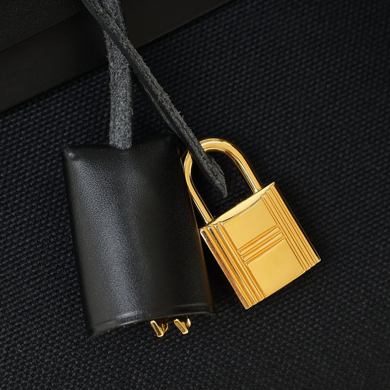 Hermes Noir Herbag Zip 31 PM Retourne Bag W/Twilly