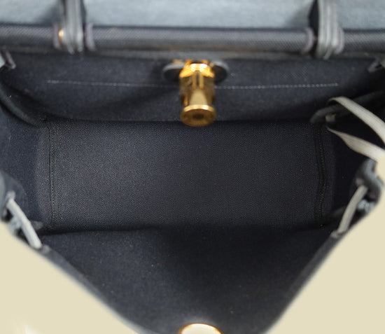 Hermes Noir Herbag Zip 31 PM Retourne Bag W/Twilly