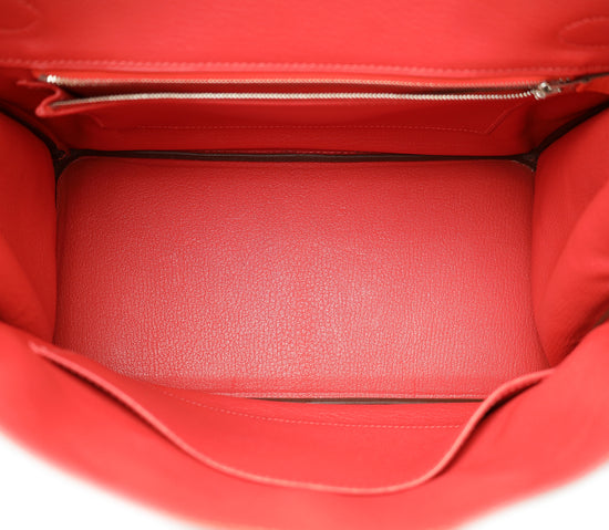 Hermes Rouge Pivoine Retourne Birkin 30 Bag