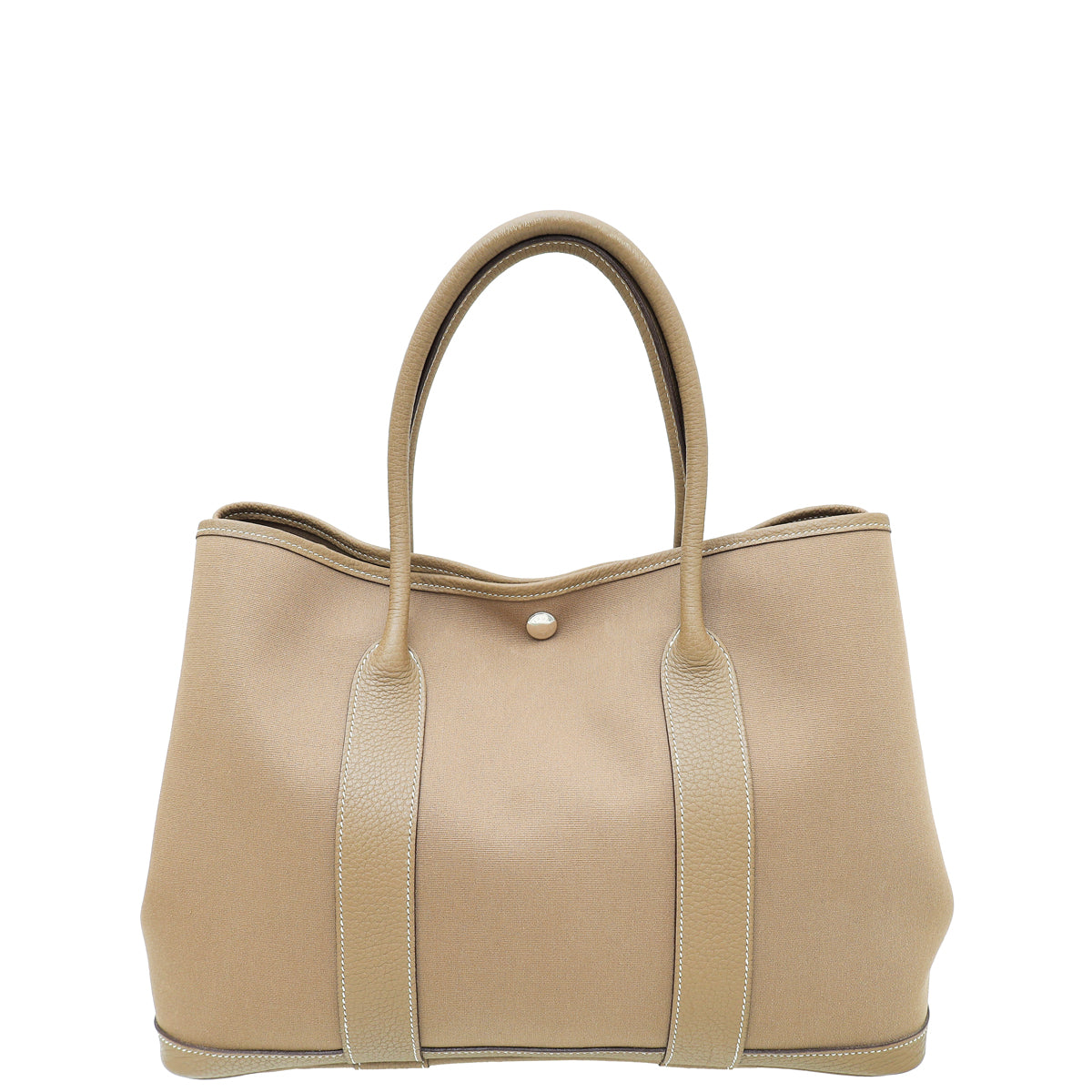 Hermes Etoupe Party Garden 36 Negonda Toile Bag-Hermes-THE CLOSET