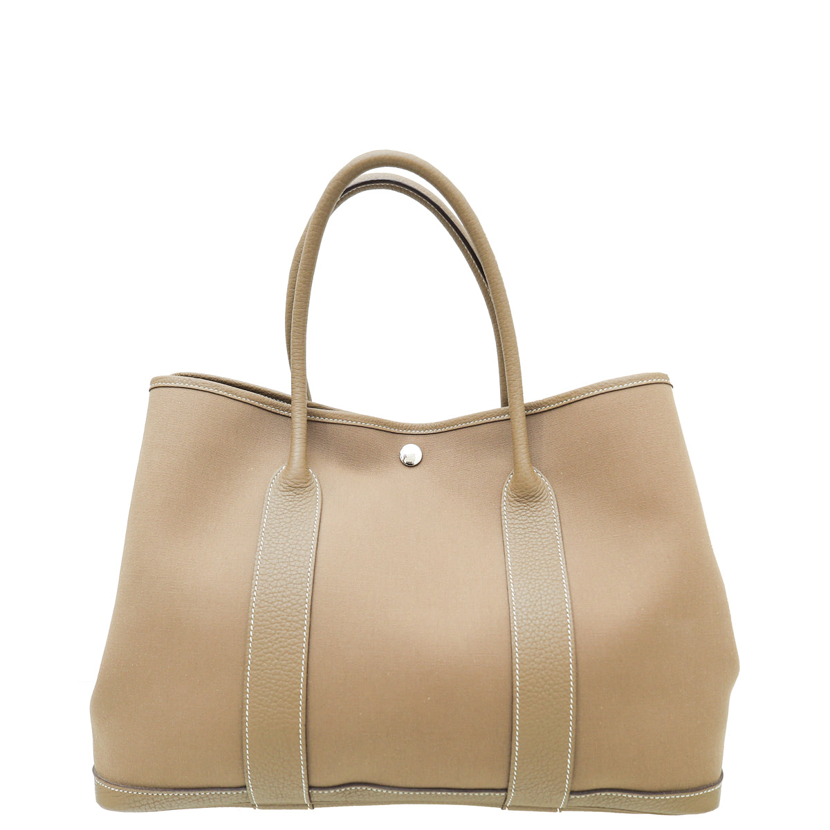 Hermes Etoupe Party Garden 36 Negonda Toile Bag-Hermes-THE CLOSET