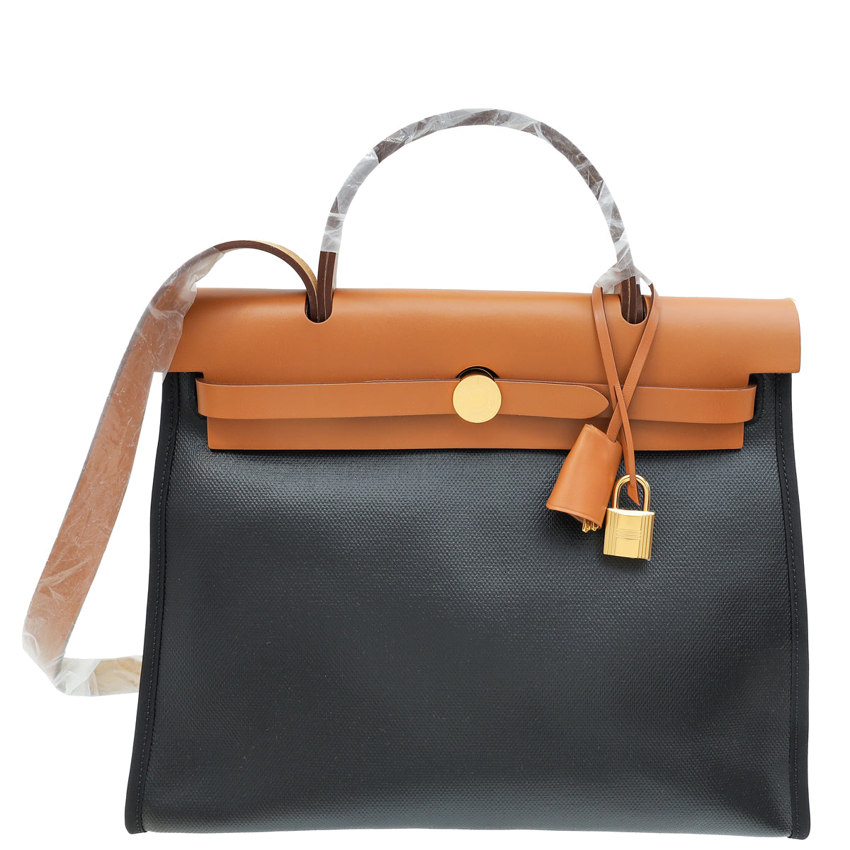 Hermes Bicolor Herbag Zip 31 PM Toile H Berline Vache Hunter Bag-Hermes-THE CLOSET