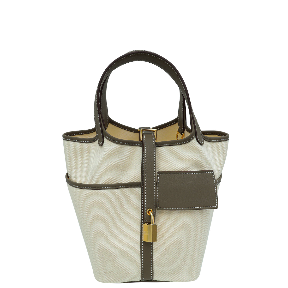 Hermes Bicolor Cargo Picotin Lock 18 Toile Goeland Veau Swift Bag-Hermes-THE CLOSET