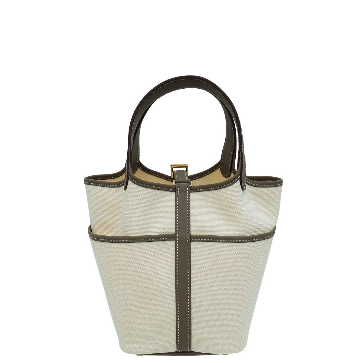 Hermes Bicolor Cargo Picotin Lock 18 Toile Goeland Veau Swift Bag-Hermes-THE CLOSET