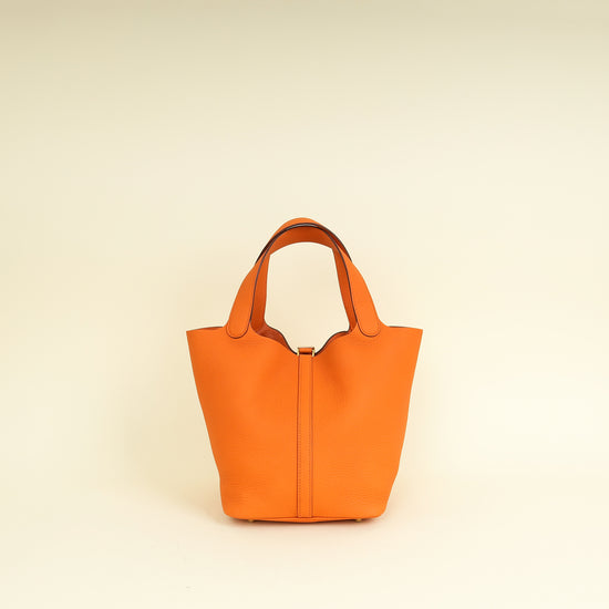 Hermes Orange Picotin Lock 22 Bag