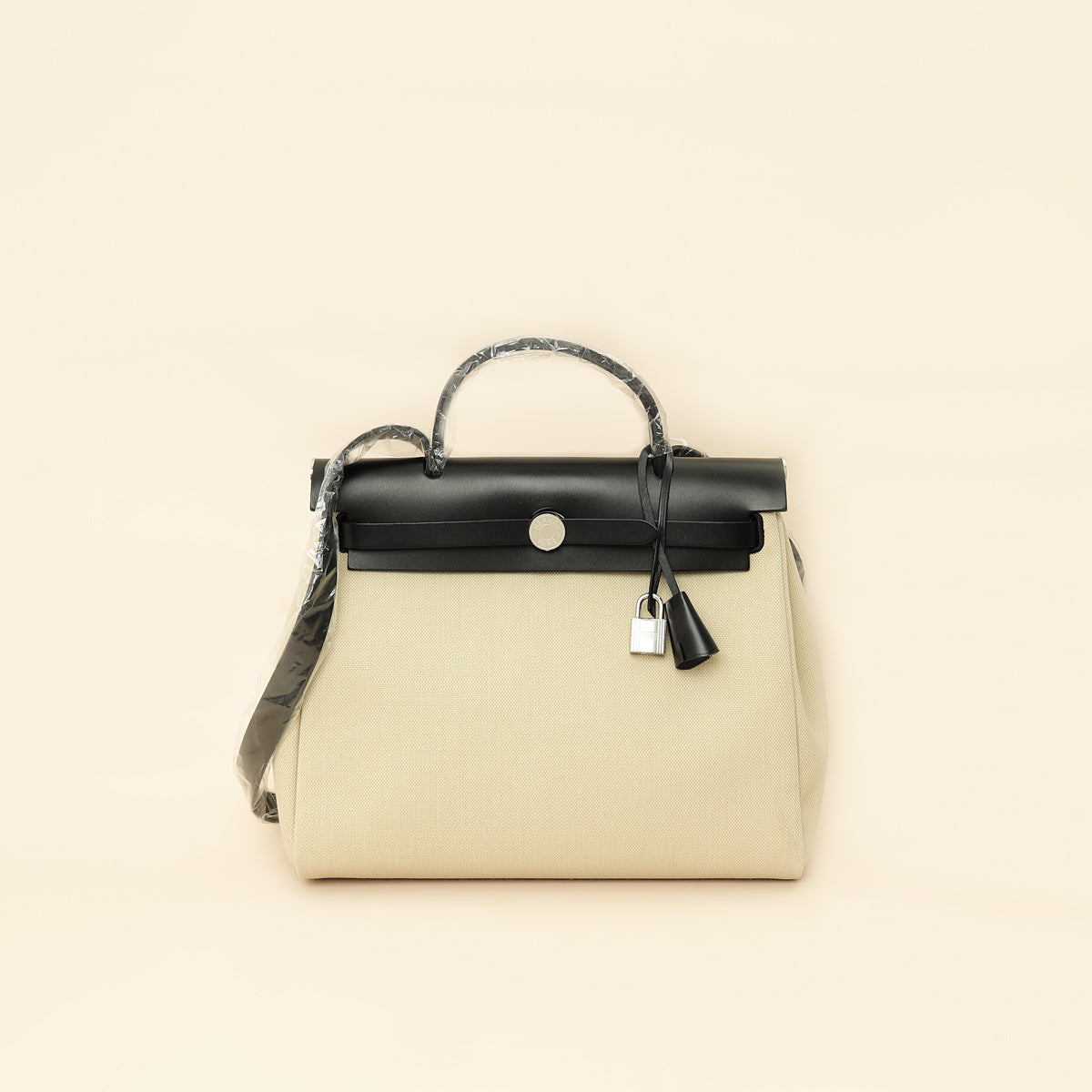 Hermes Bicolor Herbag Zip 31 PM Retourne Toile Militaire Vache Hunter Bag-Hermes-THE CLOSET