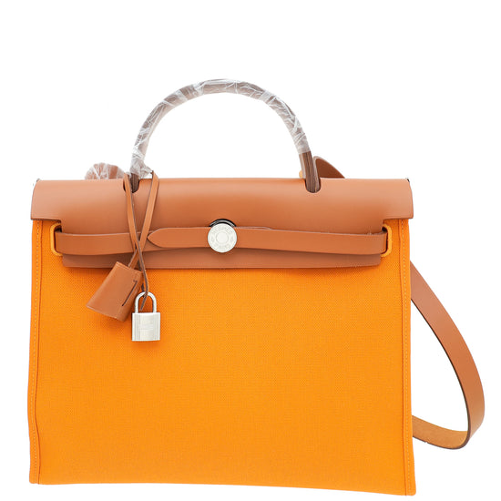 Hermes Bicolor Herbag 31 sellier Vache Hunter Toile PM Bag