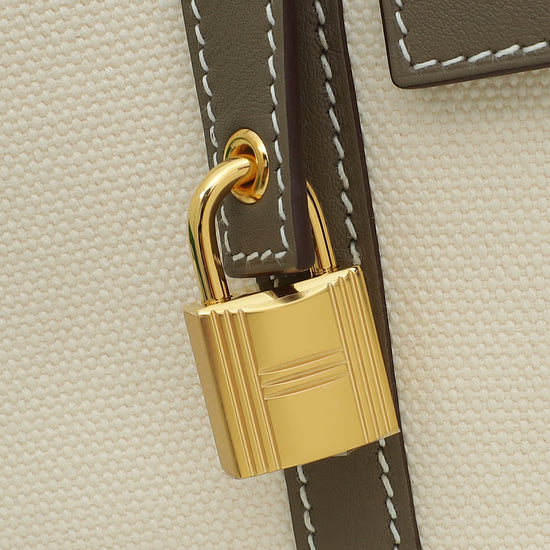 Hermes Bicolor Cargo Picotin Lock 18 Toile Goeland Swift Bag