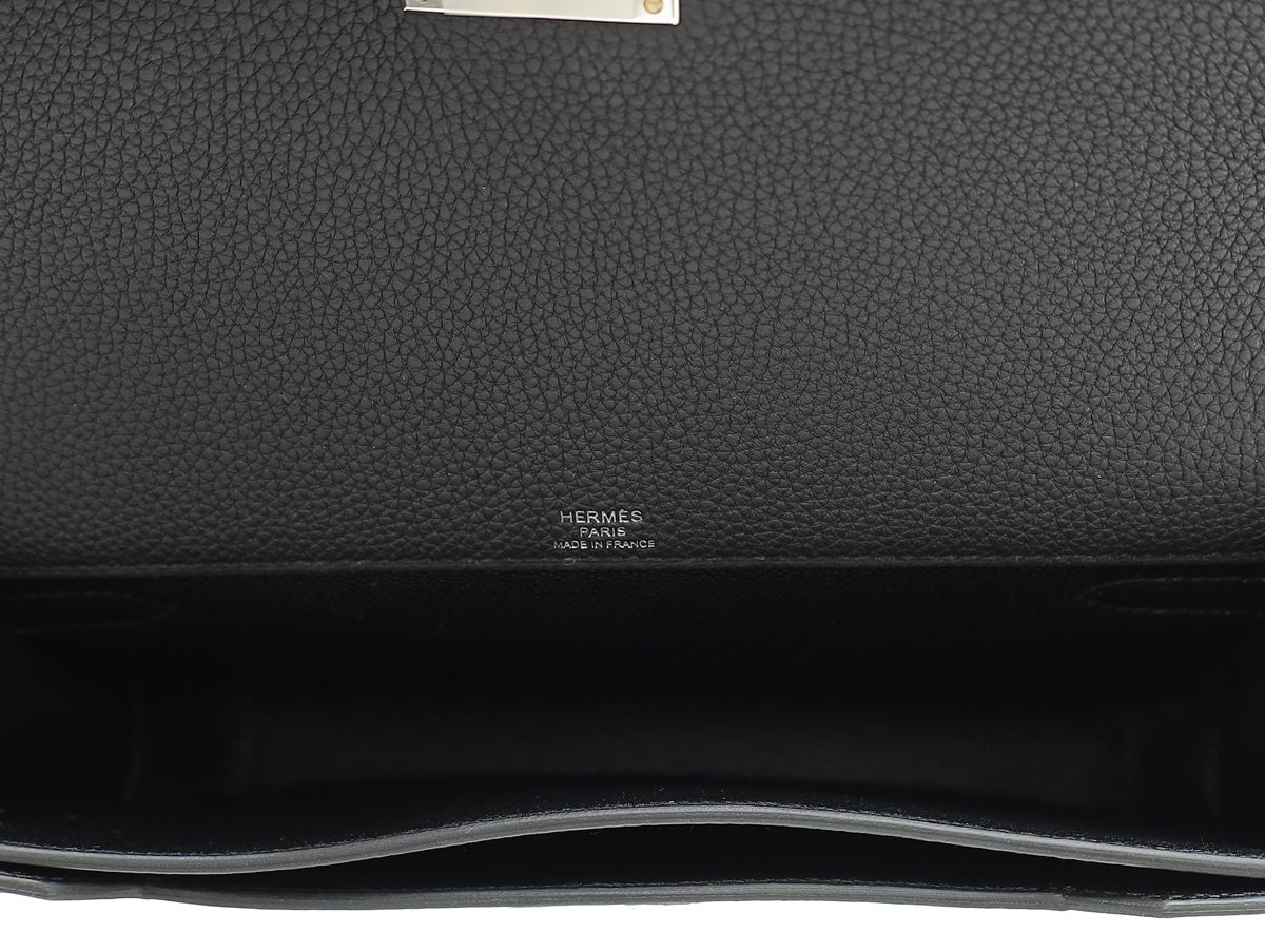 Hermes Noir Kelly Depeches 25 Pouch