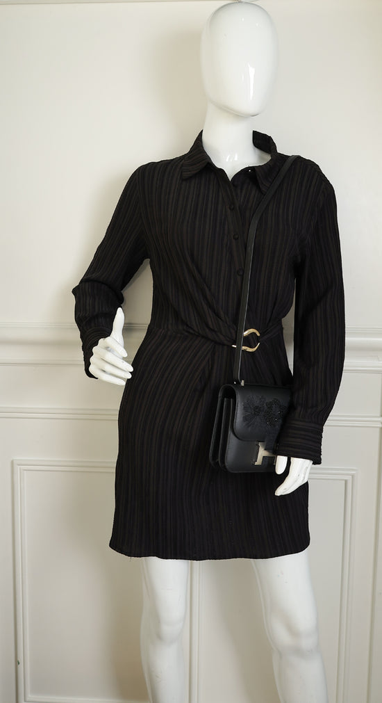 Hermes Noir Constance III Mini Limited Edition "Dancing Flowers" Embroidered Bag