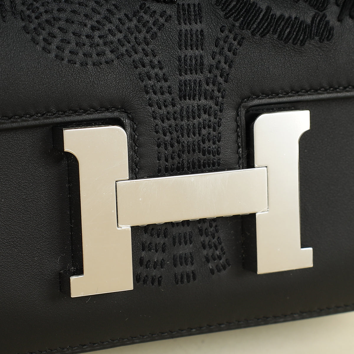 Hermes Noir Constance III Mini Limited Edition "Dancing Flowers" Embroidered Bag