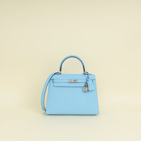 Hermes Bleu Celeste Kelly 25 Sellier Bag