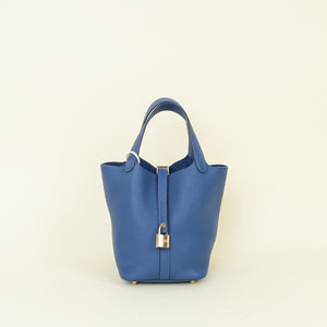 Hermes Bleu Tie Picotin Lock 18 Bag