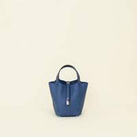 Hermes Bleu Tie Picotin Lock 18 Bag