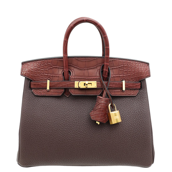 Hermes Bicolor Matte Alligator Birkin 25 Touch Bag