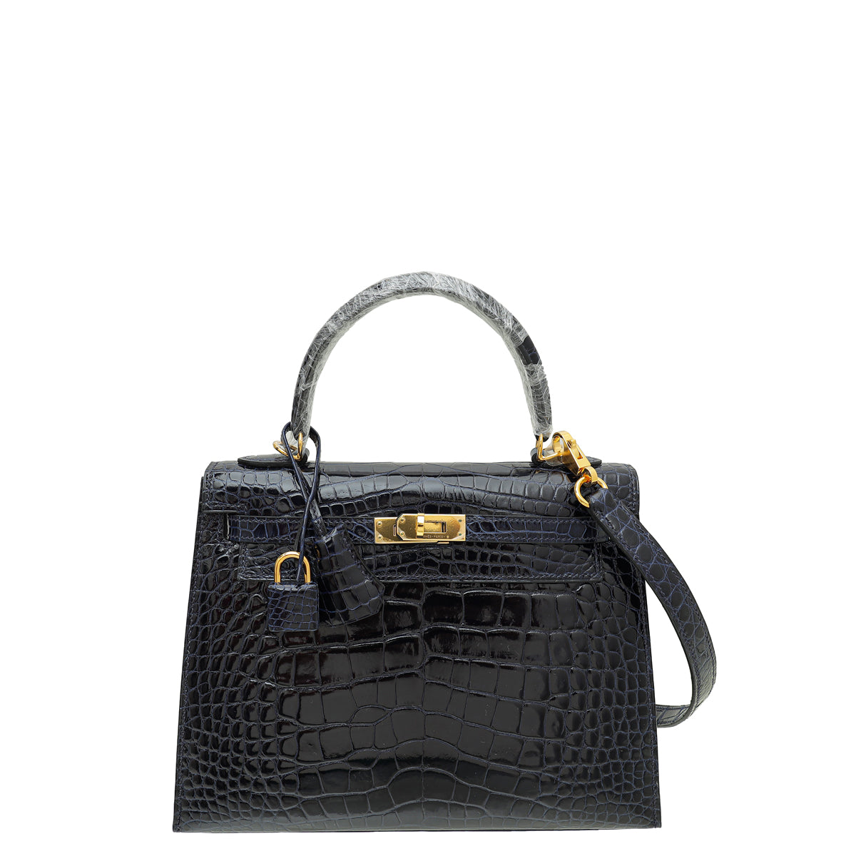 Hermes Blue Marine Shin Alligator Sellier Kelly 25 Bag-Hermes-THE CLOSET
