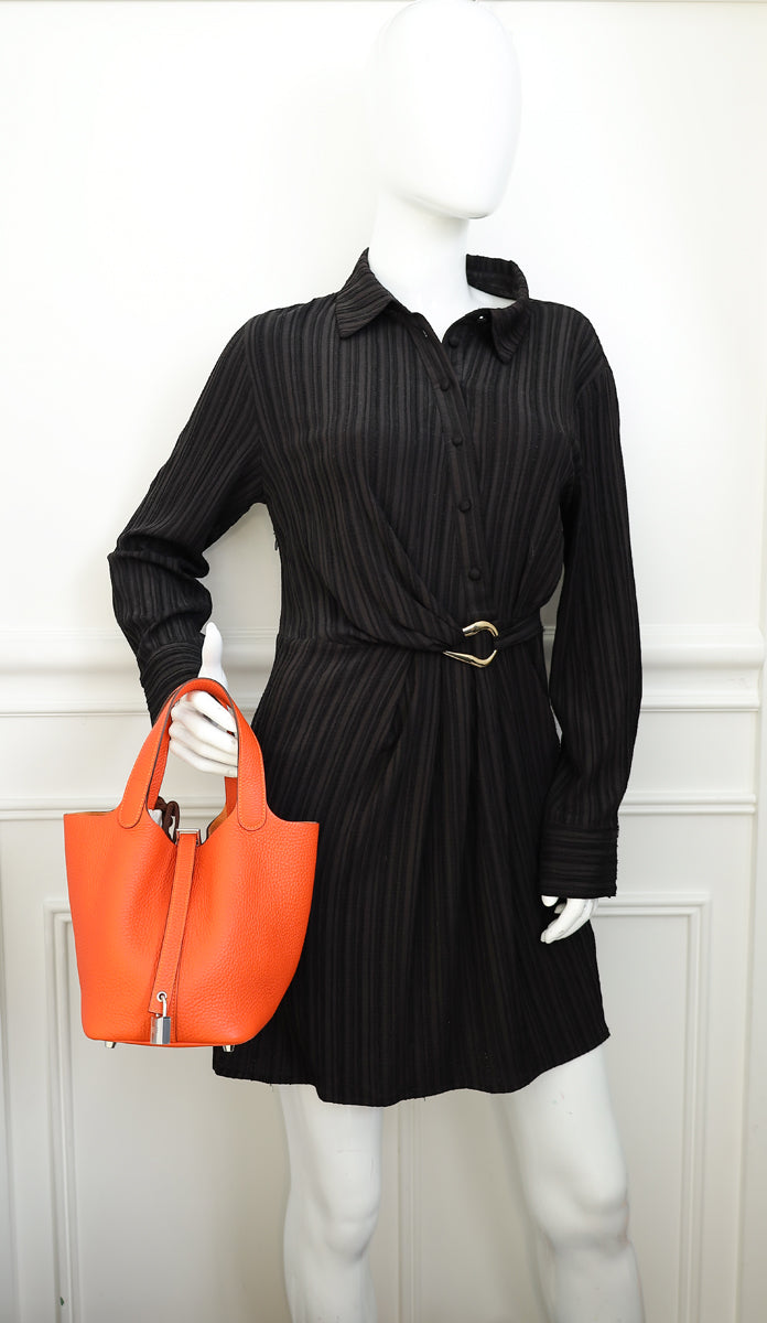 Hermes Orange Poppy Picotin Lock 18 Bag