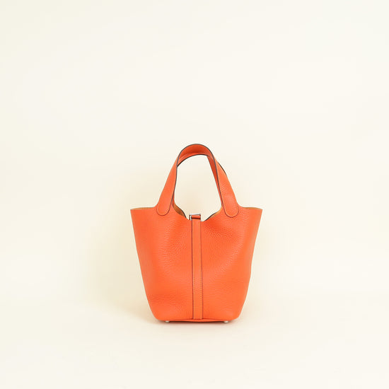 Hermes Orange Poppy Picotin Lock 18 Bag