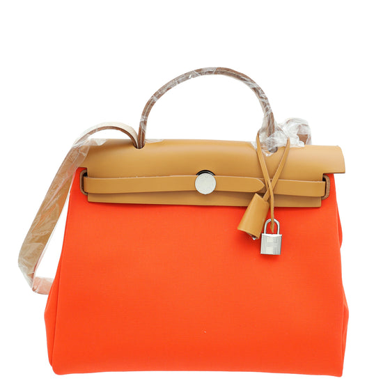 Hermes Bicolor Herbag 31 PM Toile Vache Hunter Bag