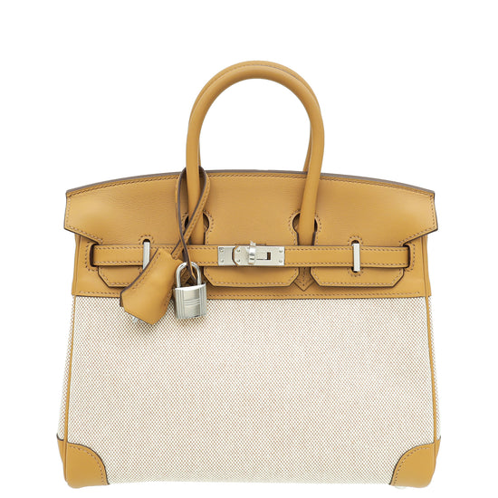 Hermes Bicolor Toile H Swift Birkin 25 Bag