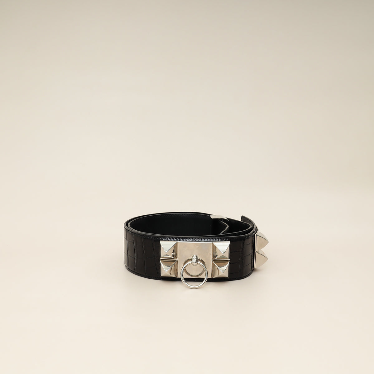 Hermes Noir Crocodile Collier de Chien Porosus 48mm Belt