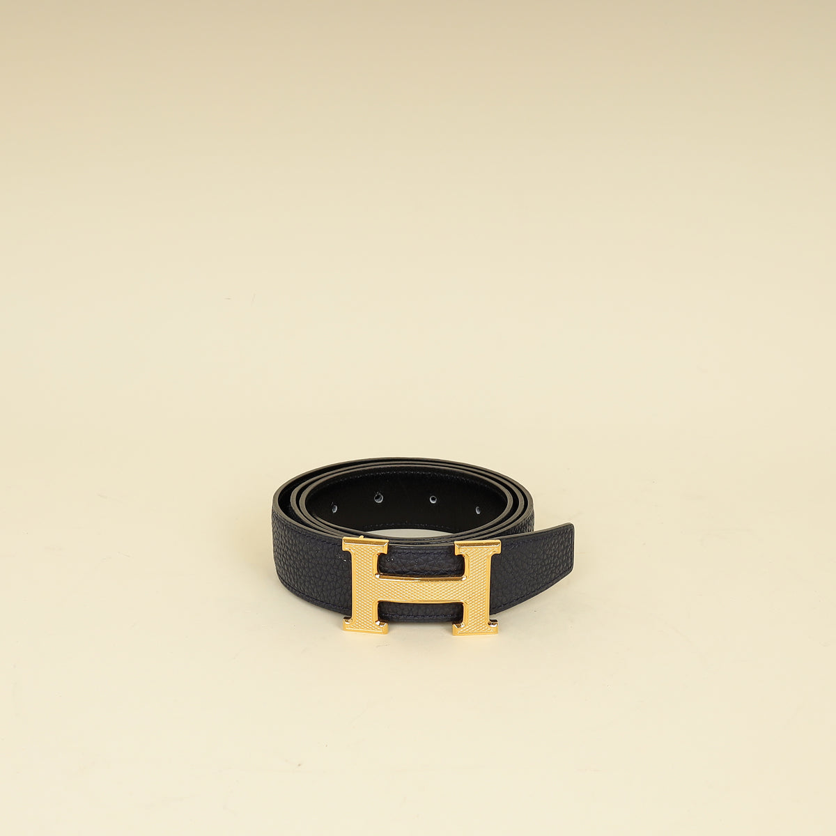 Hermes Bleu Nuit H Guillochee Belt Buckle & Reversible 32mm Belt-Hermes-THE CLOSET