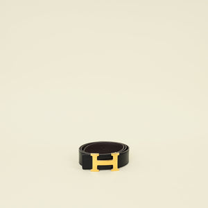 Hermes Bicolor Reversible H Martelee 32mm Buckle Belt