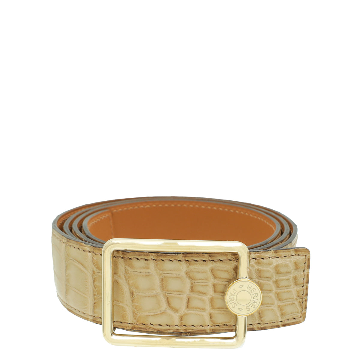 Hermes Beige Alligator Oscar 32mm Buckle Belt-Hermes-THE CLOSET