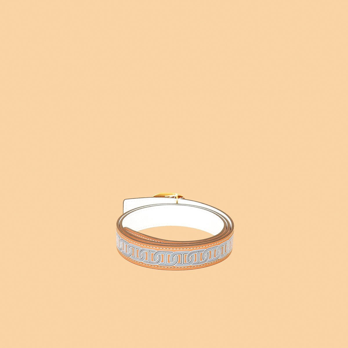 Hermes Bicolor Reversible Rivage Print Buckle 24mm Belt-Hermes-THE CLOSET