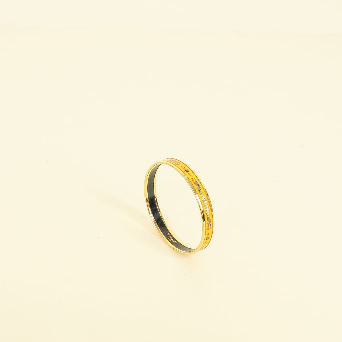 Hermes Yellow Narrow Cloisonne Enamel Bangle