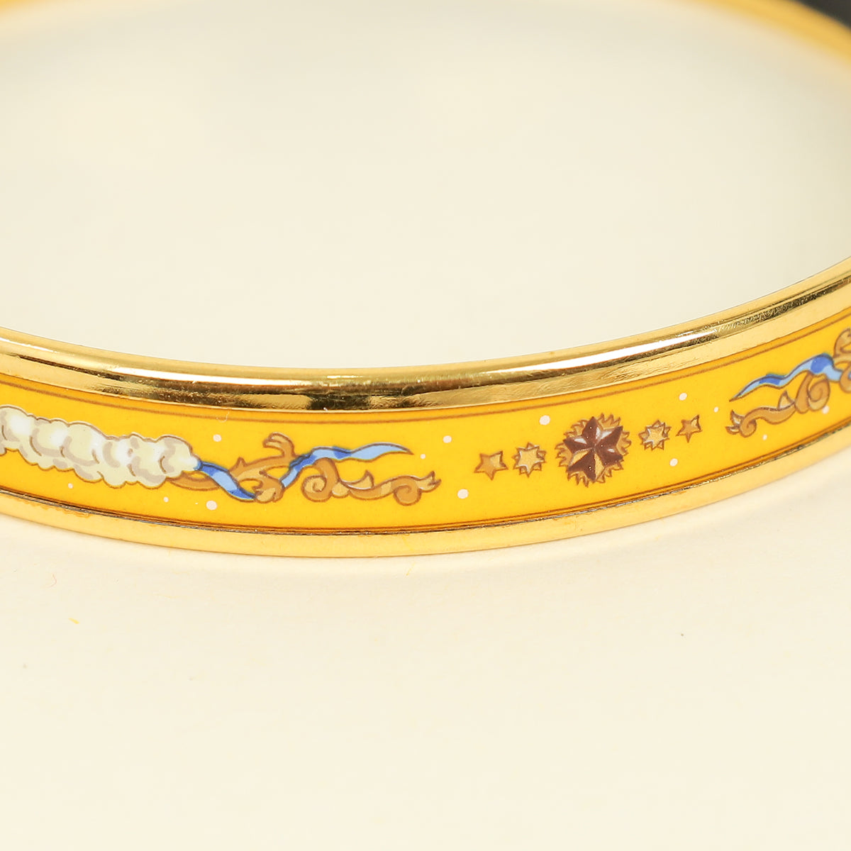 Hermes Yellow Narrow Cloisonne Enamel Bangle