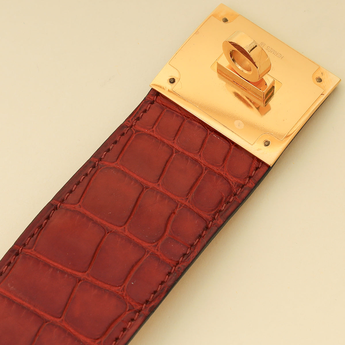 Hermes Rouge H Kelly Dog Alligator Bracelet-Hermes-THE CLOSET