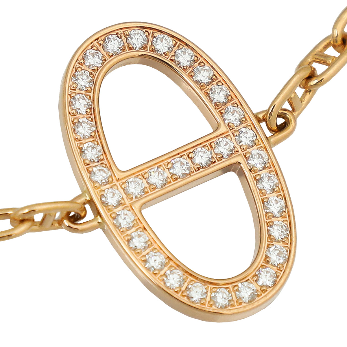 Hermes 18K Rose Gold Diamond Chaine D'ancre Contour Bracelet-Hermes-THE CLOSET