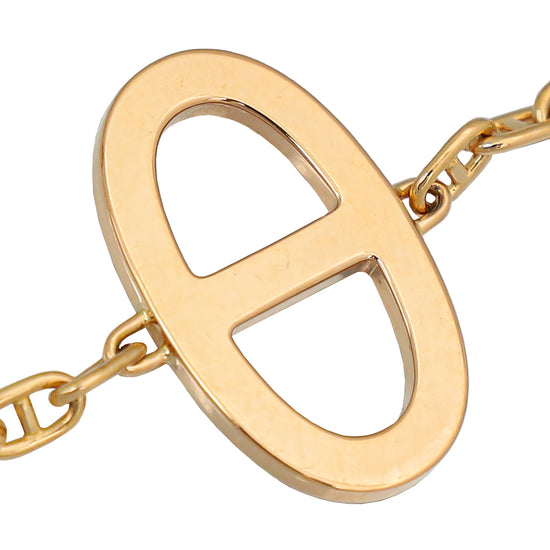 Hermes 18K Rose Gold Diamond Chaine D'ancre Contour Bracelet