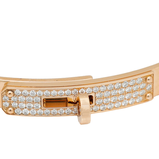 Hermes 18K Rose Gold Kelly Diamond Small Model Bracelet