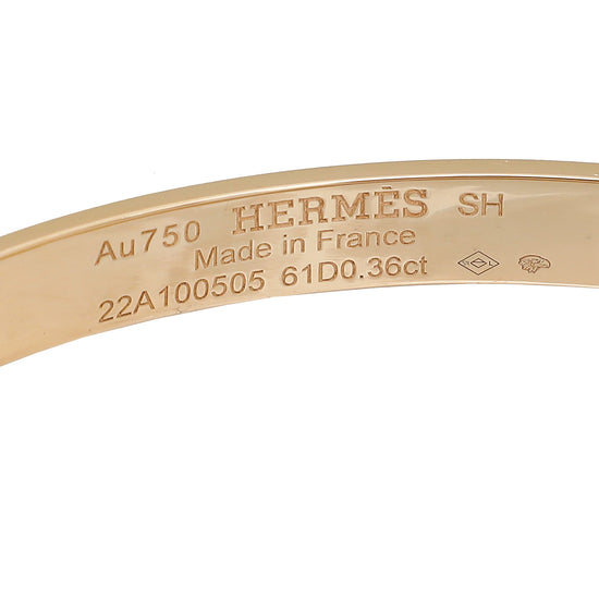 Hermes 18K Rose Gold Kelly Diamond Small Model Bracelet