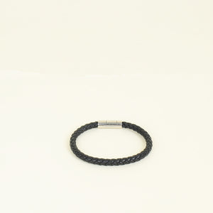 Hermes Noir Braided Leather Bracelet