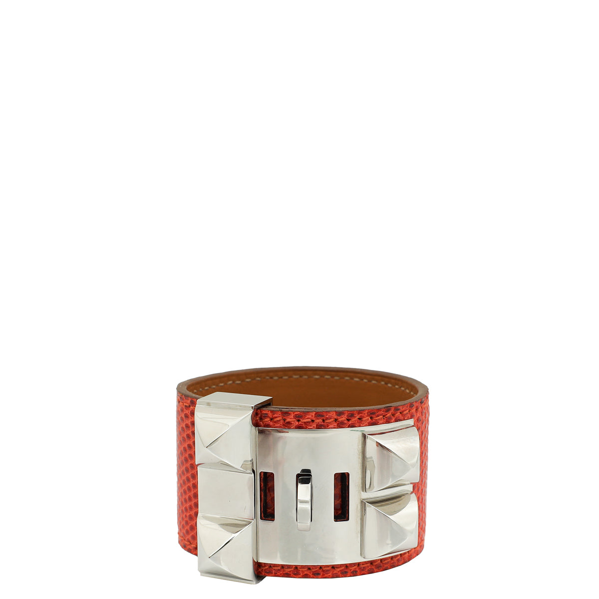 Hermes Orange Lizard Collier de Chien Bracelet-Hermes-THE CLOSET