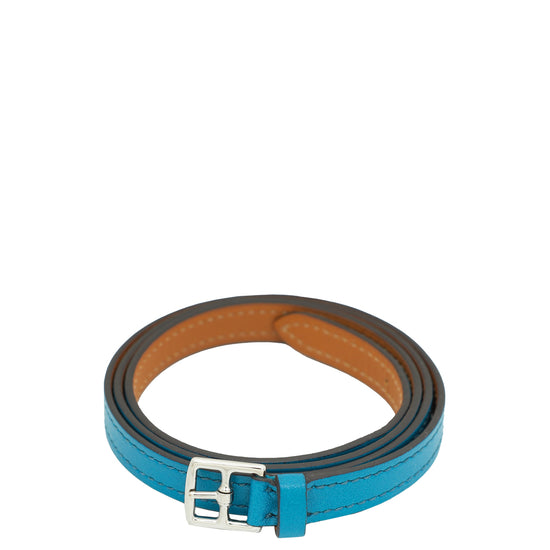 Hermes Blue Mini Etriviere 4 Tours Bracelet