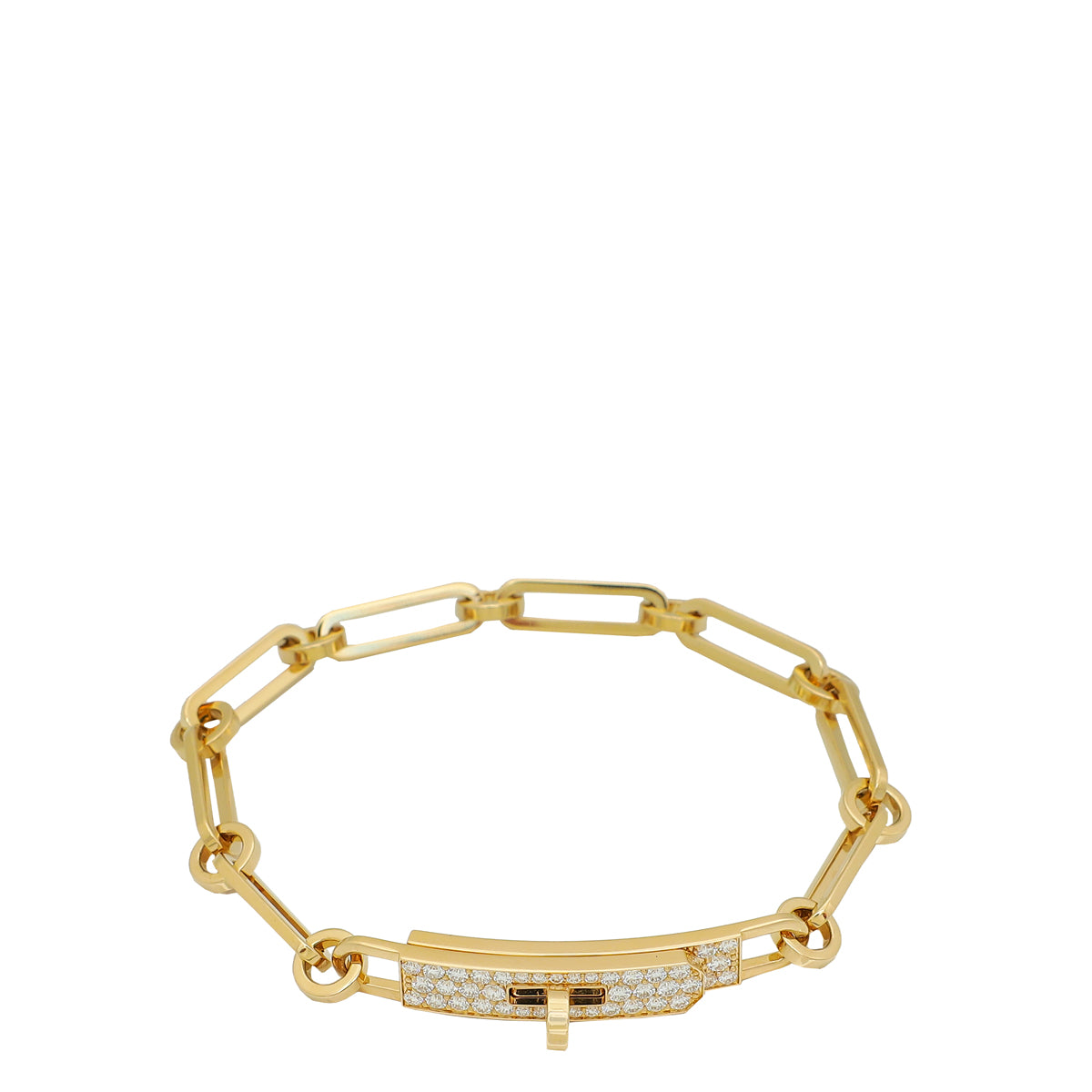 Hermes 18K Yellow Gold Kelly Chaine Diamond Small Model Bracelet-Hermes-THE CLOSET