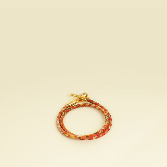 Hermes Orange Glenan Braided Double Tour Bracelet