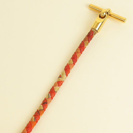 Hermes Orange Glenan Braided Double Tour Bracelet