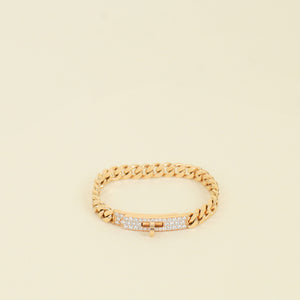 Hermes 18K Rose Gold Diamond Kelly Gourmette Bracelet, Very Small Model