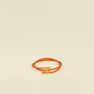 Hermes Orange Tournis Tresse Bracelet