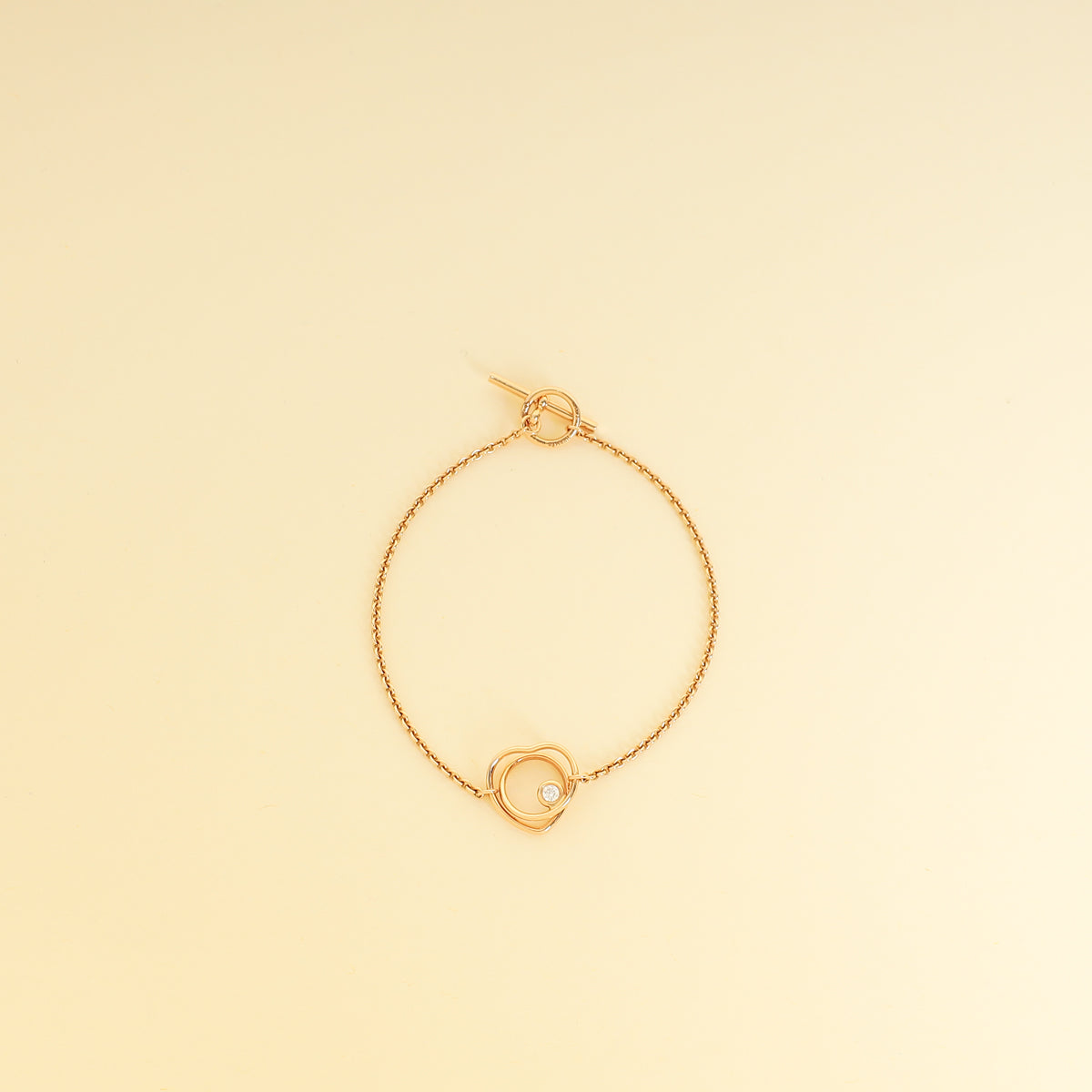 Hermes 18K Pink Gold Diamond Vertige Coeur Bracelet